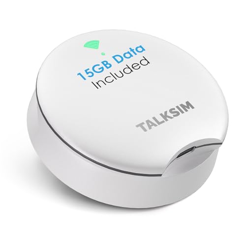TALKSIM UFO Mobile Hotspot with 15GB Data, Portable Pocket WiFi 6 & 4G LTE Hotspot MiFi Device, Support AT&T, T-Mobile, Verizon |10 Connected Devices, USA Coverage, No Contract (White, 15GB)