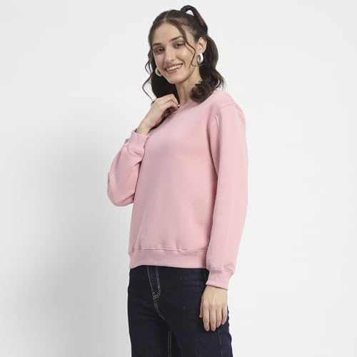 Image of Madame Solid Crew Neck Cotton Sweatshirt