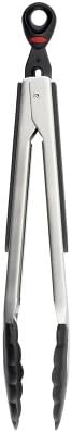 OXO 9-Inch Locking Tongs with Nylon Heads Kitchen Tools, Silver