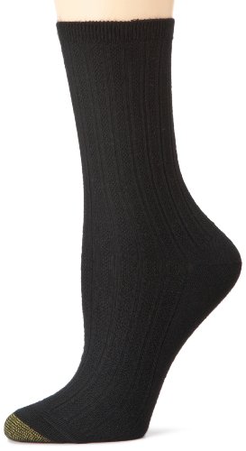Gold Toe Women's 3-Pack Trellis Socks, Black, Sock Size 9-11