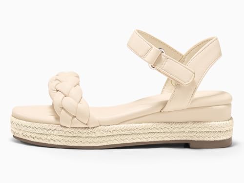 Image of Coutgo Girls Platform Sandals Espadrille Braid Open Toe Ankle Strap Wedge Sandals Summer Dress Shoes for Toddler /Little /Big Kids