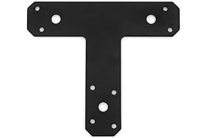 T Plate - Black Flat Tee Mending Plate - Furniture Joint Post to Beam Connector