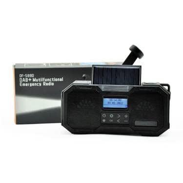 DAB+/UKW Kurbelradio Solarradio SCHWARZ inkl. Powerbank, 4000mAh Akku, Taschenlampe & Leselampe, SOS-Alarm für Blackout und Freizeit Cover