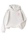SOLY HUX Girl's Cute Hoodies Pullover Graphic Hooded Sweatshirts Long Sleeve Shirts Preppy Clothes White Bow 11Y
