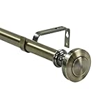 Urbanest 1-inch Diameter Semplice Adjustable Single Drapery Curtain Rod, 28-inch to 48-inch, Antique Brass