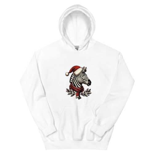 Sweat à capuche zèbre Noël blanc taille S chaud et respirant à motif festif durable