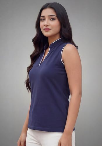 Image of Wear Your Opinion Mandarin Collar Sleeveless T Shirt for Women Top