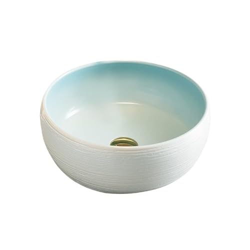 Zhaoj24-05 Lavabos de tocador Lavabo de cerámica Redondo pequeño sobre encimera 38 x 15 cm, Lavabo Individual (sin Accesorios)