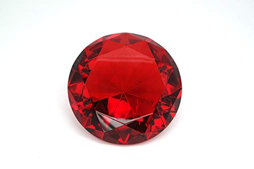 100mm (3.93 inch) Ruby Red Diamond Shaped Crystal Jewel Paperweight by Tripact