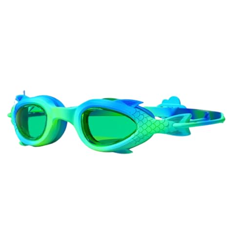 Image of First Lens Kids Swimming Goggle Mermaid Designed with Fish Tail Cap for Boys & Girls | AntiFog | UV Protection | Durable | Age 3 to 8 - Blue Light Green