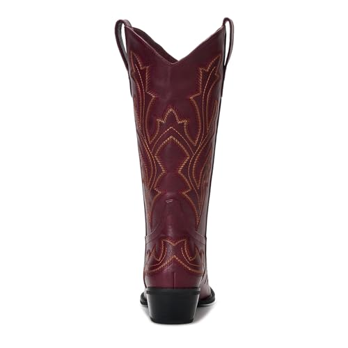 Image of Cowboy Boots for Women - Embroidered Western Cowgirl Boots with Fashion Snip Toe, 1.75-Inch Low Block Heel and All-Day Comfort Fit