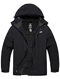 wantdo Men's Big and Tall Mountain Waterproof Windproof Ski Jacket Windproof Rain Jacket Black 3X-Large Tall