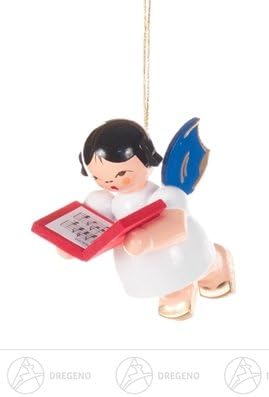 Tree Decoration Hangings Angel with Book, Blue Wings Width x Height of x Depth 2.5 cmx5 cmx4 cm ore Mountains Christmas Tree Decoration Tree Decoration