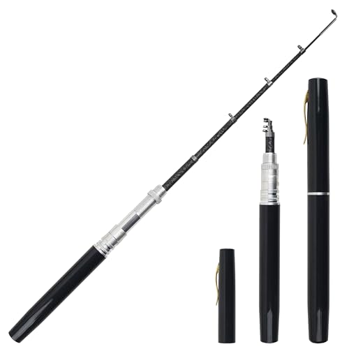 Pocket Pen Fishing Rod, Mini Portable Telescopic Collapsible Fishing Pole - Aluminum Alloy - 39/62inch - 5 Colors
