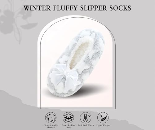 Image of Keyela Women Cozy Warm Slipper Socks, Non Slip Gripper Indoor House Socks | Soft warm cozy fabric, gripper anti-slip bottom for bedroom, lounge and all indoor daily use