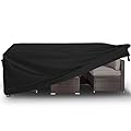 Easy-Going Rectangle Patio Furniture Cover Waterproof Outdoor Dining Table and Chair Cover Anti-UV Outside Sectional Sofa Set Covers (126" L x 63" W x 28" H, Black)