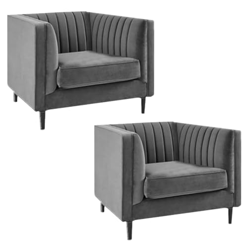 Image of FURNY Modanway 5 Seater 3+1+1 Premium Fabric Spacious Sofa Set (Grey)