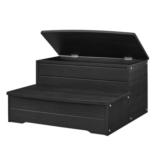 Image of 25'' Outdoor Spa Steps with Storage, for Hot Tub,Ground Pool (Black)