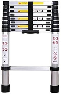 Ladders,2.0M-6.2M Telesladder Multi-Purpose Folding Ladder Straight Ladder Extendable Portable One-Button Retraction Outdoor and Indoor Use/10Ft/3.2M