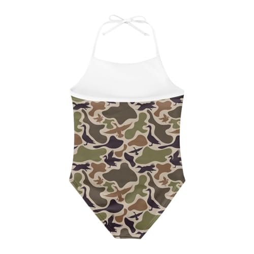 Image of ELEQIN Cartoon Animal Cute Girls One Piece Swimsuit Adjustable Swimwear for 3Y-10Y