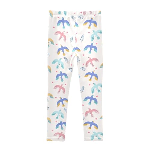 Spring Birds Girls Leggings,Workout Leggings for Girls Toddler Athletic Leggings Size for 3-10T2