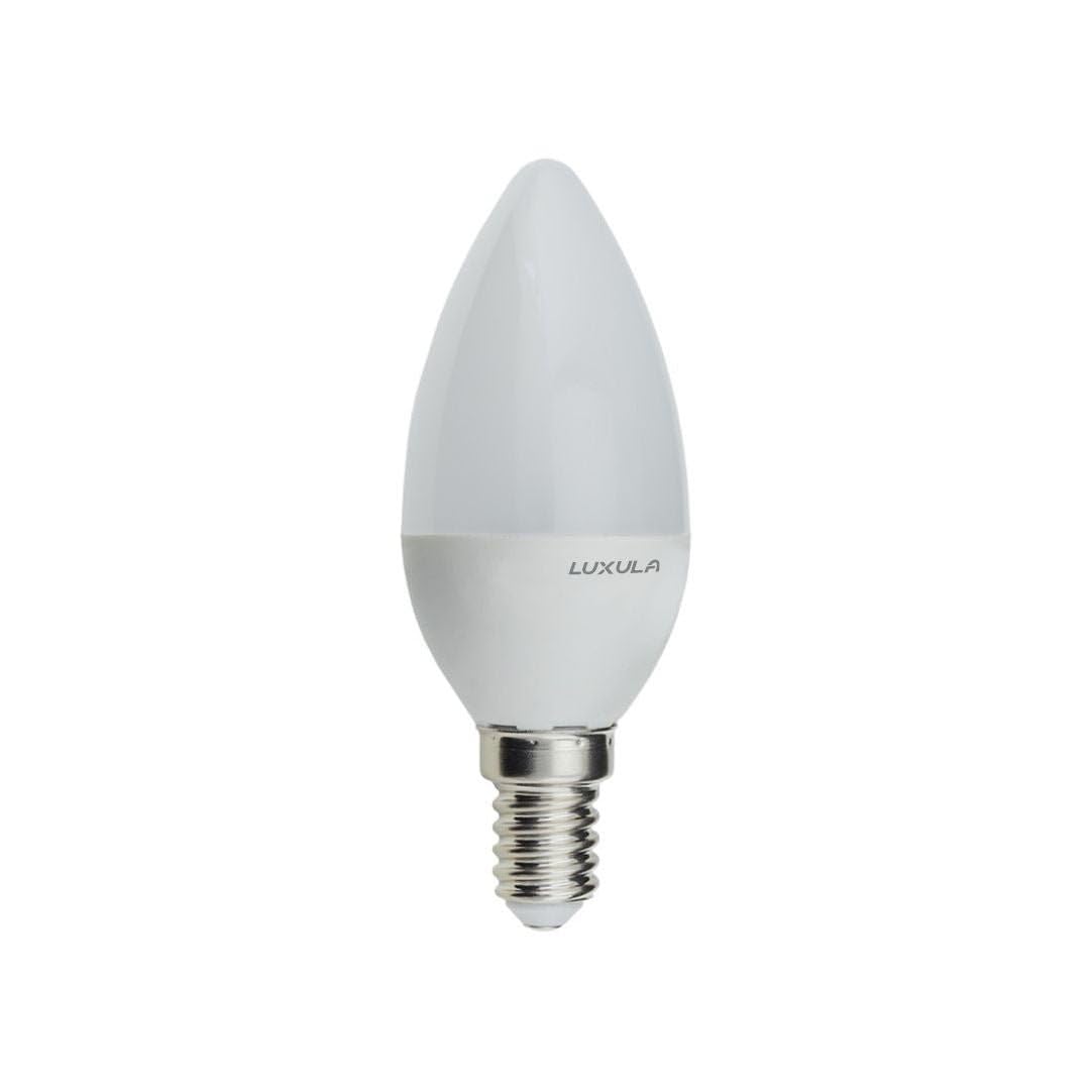 LUXULA E14 LED Leuchtmittel Kerzenform B37 100 Stück - 5W 436lm 2700K warmweiß, Kerzenbirne E14 ersetzt 50W Glühbirne Kerze, LED Kerzenlampe für Kronleuchter, Wandlampen und dekorative Beleuchtung