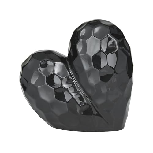 Escultura decorativa de porcelana corazón negro 8"x3"x8" miniatura 3
