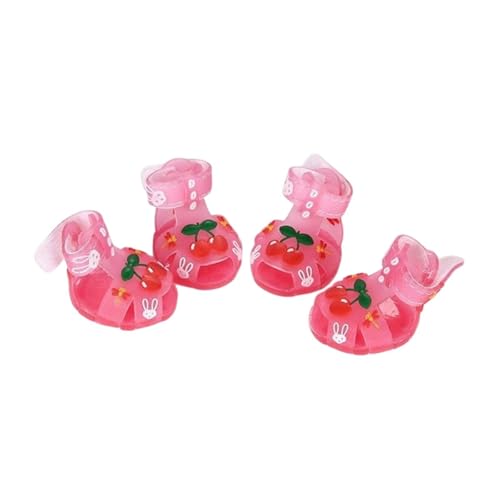 Generic 4点セット ペット用ブーツ 柔軟なシリコン製 犬用サンダル 冷却機能 子犬用プロテクター 快適な履き心地 犬用シューズ 防水 軽量 滑り止め ランニング ビーチでの水遊び 写真撮影に適用, ピンク