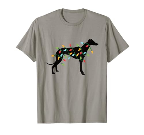 Christmas Lights Greyhound T-Shirt Cute Gifts for Dog Lovers Camiseta