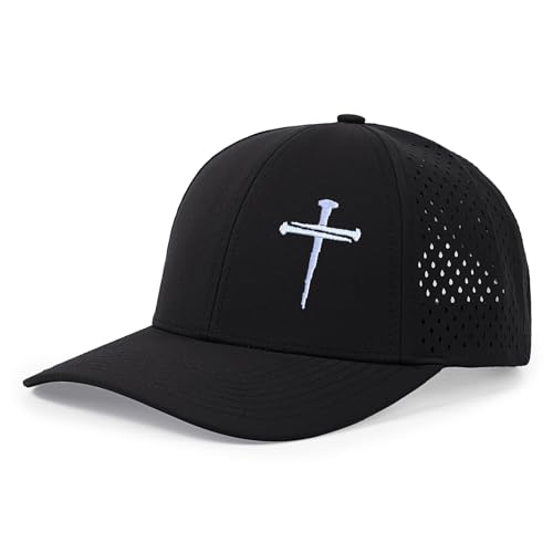 Image of Jesus 3 Nail Cross Hat Christian Religious Gifts for Christma with Embroidered - Adjustable Snapback Baseball Cap