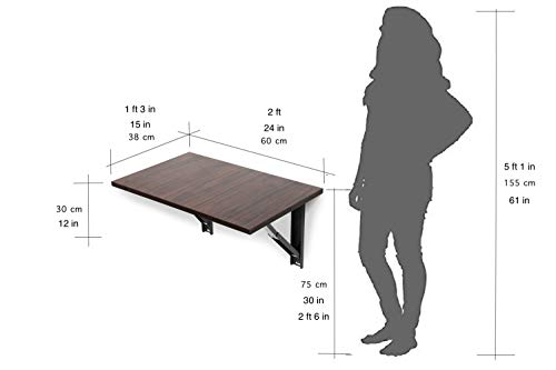 Image of INVISIBLE BED Wall Mounted Engineered Wood Finish Foldable Laptop Study Computer Desk with Free Wallshelf for Office /Home -Ideal for Students, Working Professionals (Dark Walnut - 60cm x 38cm)