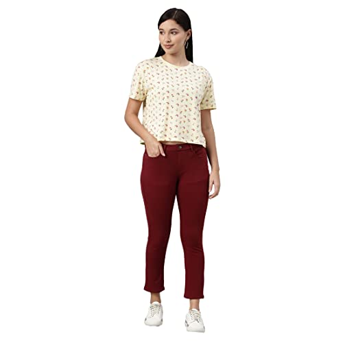 Image of GO COLORS Soft Cotton Blend Printed Jeggings Ankle Length for Women| Breathable, Mid Rise