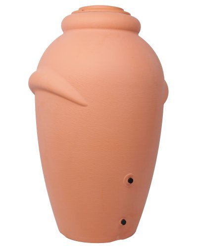 Ondis24 Regenspeicher Regentonne Regenwassertonne Wasserbehälter Wasserspeicher Amphore Terracotta 360L aus Kunststoff mit 2 Entnahmestellen und integriertem Blumenkübel