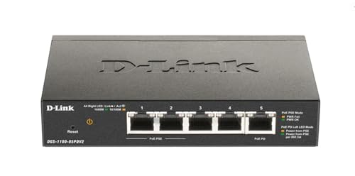 Image of D-Link 5-Port Gibabit Smart Managed PoE Powered Switch /Extender | 2 PoE Ports (requires PoE Power)| L2 | VLANs| Web Managed |Desktop| Fanless | NDAA Compliant | Lifetime Warranty (DGS-1100-05PDV2)