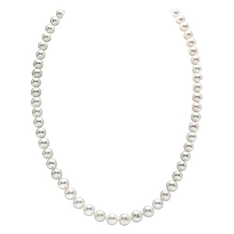 The Pearl Source 14K Gold 5.0-5.5mm AAAA Quality White Freshwater Cultured Pearl Necklace for Women in 16" Choker Length Pearl Gifts for Christmas, Holidays and Anniversary Cover