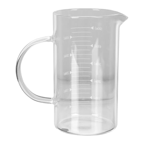 UKCOCO Vaso y Preparar Bebidas de Vidrio Medidor Resistente al Calor Graduación Precisa y Diseño Cómodo Adecuado para Medir Leche para Cocinar