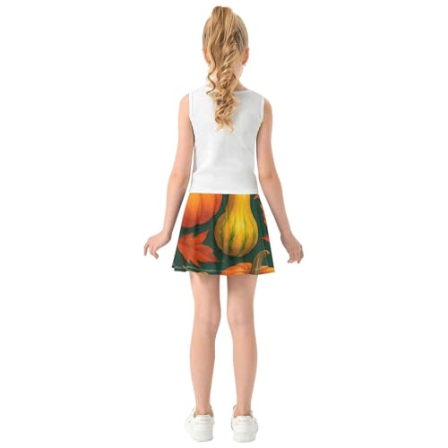 Colorful Autumn Harvest Pumpkins Tennis Skirts for Kids 2 in 1 Girls' Shorts Athletic Skorts Butterfly 4t4