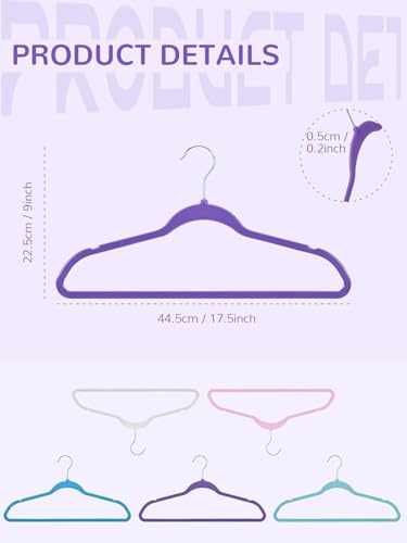 Image of Slim Plastic Hangers for Clothes - Heavy Duty Non-Velvet Hangers with 360 Swivel Chrome Hook & Non Slip Notches - Ideal for Dresses Coats Shirts Jackets & More (Standard, 36)