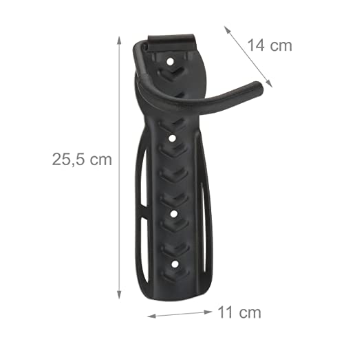 Relaxdays Fahrrad Wandhalterung, 2er Set, Fahrradaufhängung bis 25 kg, vertikal, Wand Fahrradhalter, Metall, schwarz