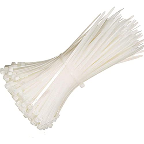 Saisiyiky 250 piezas Bridas de plástico para cableado Abrazaderas de cable de 250 mm x 3,6 mm Abrazaderas de cable de nailon de 250 mm para electricista blanco Cover