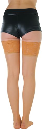 Image of ToBeInStyle Women's Wide Floral Lace Fishnet Thigh Hi Stockings