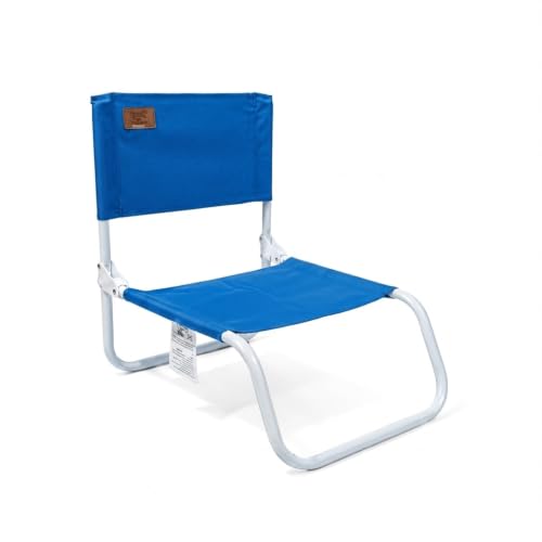 Chaise de plage basse en acier et polyester 600D Devessport Kohala bleu 164cm