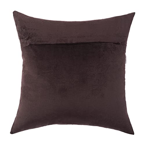 Image of Cazimo Velvet Cushion Covers for Bed, Sofa and Couch - 16 * 16 inches | Ideal for Living Room | Set of 2, Brown
