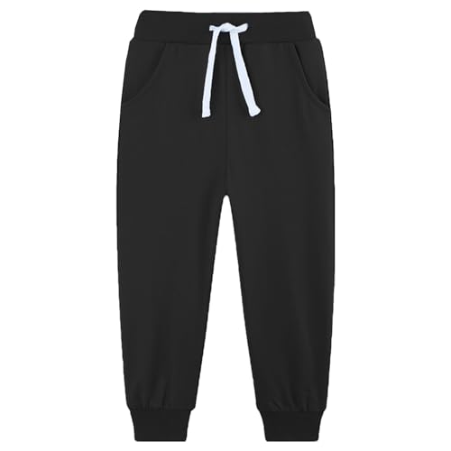 4 Pack Toddler and Kids Boys Sweatpants Joggers Cotton Active Soft Joggers Pants with Functional Drawstring 2-14Y4