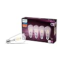 PHILIPS LED Vintage Clear Spiral ST19 Dimmable LED Light Bulbs - E26 Bulb - Flicker-Free Light Bulb with EyeComfort Technology - Soft White 2700K Lightbulb - 400 Lumen - 4 Pack