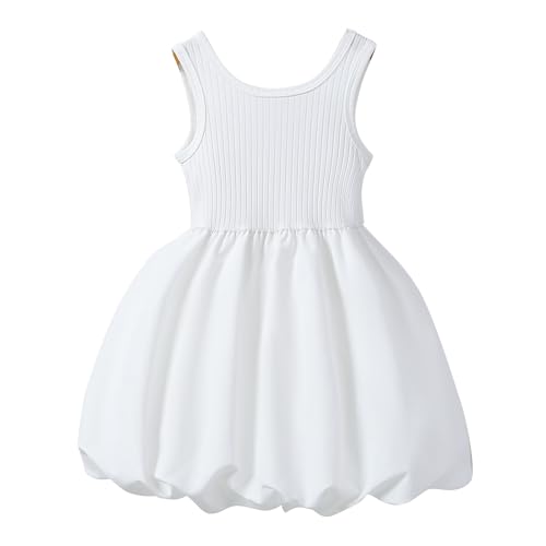 Toddler Girls Sleeveless Round Neck Knit Top Casual Cute Bloom Princess Dress for Special Occasions
