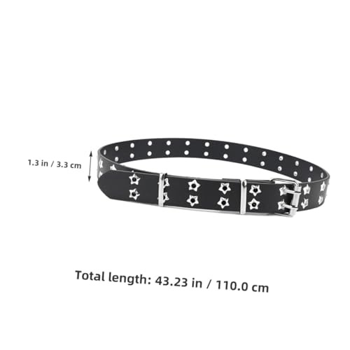 Adjustable Punk Women Leather Belt with Star Studded Design Buckle Waistband for Jeans Dresses Sweaters Fashionable Black Accessory for Daily Wear2