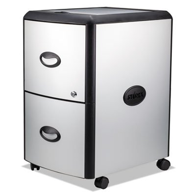 Two-Drawer Mobile Filing Cabinet, Metal Siding, 19W X 15D X 23H, Silver/Black #TOP1