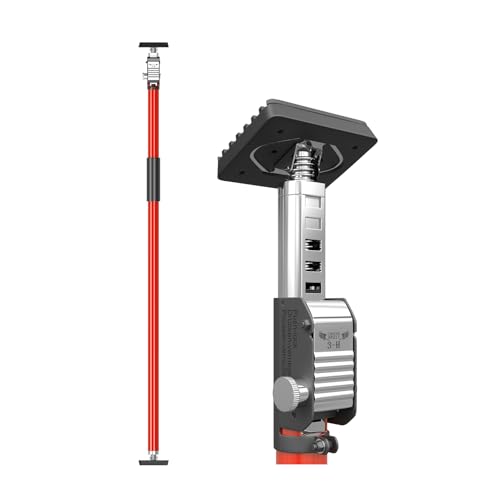 3-H Puntales Extensibles Reforzados 1 Pieza,110-203cm Puntal Telescopico Extensible Acero Robusto Carga 45KG Puntales de Obra Ajustable Puntal Expansion Telescopico para Techo Construcción Obra(Rojo)