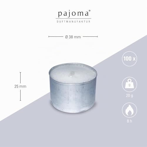 Miniatura 5 de Pajoma - Velas De Té Sin Perfume, 100 Unidades, Tiempo De Combustión: 8 Horas. Velas De Té Gastro, Durchmesser: 3,8 Cm